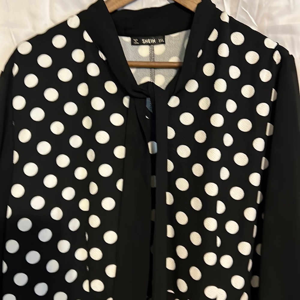 SHEIN Black with White Polka Dots Dress Size 3XL